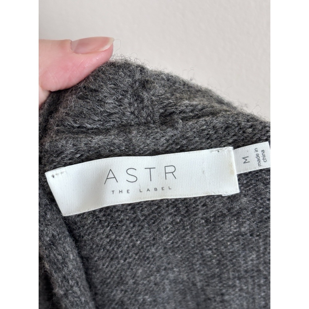 ASTR the Label Womens Medium Wool Blend Sweater Deep V Neck Gray Casual Cozy - Picture 3 of 6